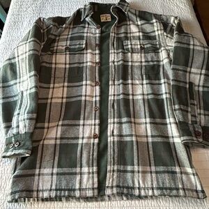 Red Head Men's Plaid Fleece-Lined Flannel Jacket Shacket Green/Cream Sz S